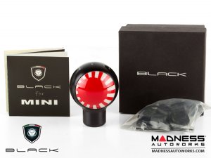 MINI Cooper Gear Shift Knob - Black w/ Rising Sun Flag of Japan Design